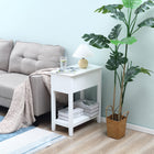 HOMCOM - Table d’appoint à dessus rabattable - blanc-Le compartiment à dessus rabattable et l’étagère ouverte offrent un grand espace de rangement 