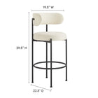 Modway - Albie Tissu Boucle Tabourets de bar Ensemble de 2 - Noir ivoire-Rembourrage en mousse dense