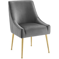 Modway - Discern Dos plissé Velours Performance Rembourré Chaise à manger - Gris-Salle à manger ou chaise d’accent