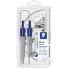 Staedtler - Coffret de mathématiques 10 pièces - Bleu/Argent-Coffret scolaire de mathématiques de 10 pièces