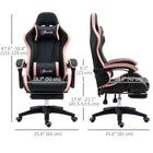 Vinsetto - Chaise de gaming avec repose-pieds et roulettes pivotantes - noir-Coussin d’appui-tête et lombaire amovible inclus