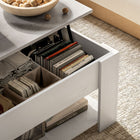 HOMCOM - Table basse relevable avec compartiment de rangement caché et étagère - blanc-Matériau : MDF