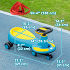 Qaba - Voiture à bascule pour enfants, sans piles avec corde de traction parentale, musique - bleu-16 mélodies musicales et lumières colorées incluses 