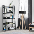 HOMCOM - Bibliothèque de rangement moderne avec étagères larges à 5 niveaux - noir-Le style d'étagère échelle permet une utilisation maximale de l'espace au sol 