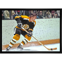 Bobby Orr Boston Bruins Skating Black Jersey sur toile - Toile encadree - 31" x 22"-Impression sur toile de qualité supérieure avec bordures enveloppées