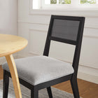 Modway - Nimba Faux rotin Tissu Chaises de salle à manger Ensemble de 2 - Tissage à bruyère gris clair-Glissements au pied sans marquer