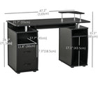 HOMCOM - Bureau d'ordinateur avec plateau clavier - 47,2 po L x 21,7 po l x 33,5 po H - noir-2 trous dans chaque armoire pour un accès facile aux câbles et une gestion optimale des fils