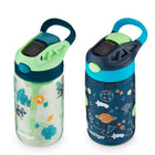 Contigo - Bouteilles d’eau antifuites pour enfants Aubrey, 414 mL (14 oz), paquet de 2, concombre cactus et cosmos bleuet-Plaisir conjugué à fonctionnalité : Son design novateur AUTOSPOUT comprend une paille en silicone robuste qui se relève par simple pression d’un bouton et se replie pour rester protégée lorsqu’elle n’est pas utilisée