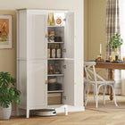 HOMCOM - Armoire de cuisine avec lumière LED à capteur - blanc-Quatre étagères réglables sur trois niveaux pour un rangement flexible 