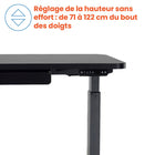 Motionwise - Bureau de la série M2 48 po de largeur, Motionwise - Bureau électrique assis-debout avec double moteurs et tiroir coulissant - Noir-Capacité de charge robuste : Construit avec une structure en acier enduit de poudre, ce bureau peut supporter jusqu’à 225 lb, ce qui convient parfaitement aux moniteurs, imprimantes, et autres essentiels de bureau.