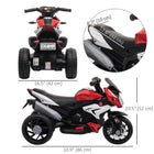 Qaba - Moto pour enfants 6v avec éclairage musical, 3 roues - rouge-Roue : Ф9,1 po x 3,0 po l (Ф23 x 7,5l cm) 