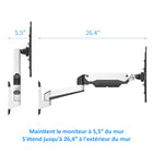 ShoppingAll Support mural pneumatique à ressort à gaz pour écran unique - Blanc-Le système de vérin à gaz intégré permet de régler sans effort la position de votre moniteur et de votre téléviseur