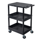 Luxor - Chariot utilitaire à trois plateaux (plat/cuvette) de 34" H Luxor ENDURA - 24" L x 18" P - noir-Supporte jusqu'à 300 livres uniformément sur tous les plateaux, avec une capacité de 100 livres par plateau