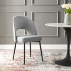 Modway - Rouse Tissu rembourré Fauteuil d’appoint de salle à manger - Noir Gris clair-Pattes en acier inoxydable noir mat