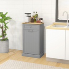 HOMCOM - Buffet latéral à poubelle basculante 10 gallons avec bac caché et tiroir - gris-Le meuble à porte inclinée peut accueillir une poubelle jusqu'à 10 gallons 