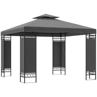 Outsunny - Pavillon à auvent 10 pi l x 10 pi L - toit double pour l’extérieur - gris foncé-Le design à double toit améliore la circulation de l'air, gardant la zone fraîche