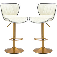 HOMCOM - Tabourets de bar pivotants à hauteur de comptoir réglable - blanc crème - paquet de 2-Livré en lot de 2, parfait pour une décoration de pièce coordonnée 
