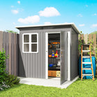 Outsunny - Abri de rangement extérieur 7 pi x 4 pi avec fenêtre-La construction en acier galvanisé résiste aux intempéries et reste imperméable
