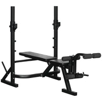 Soozier - Banc De Musculation Avec Supports À Squats - Développeur De Jambes - Support Pour Disques De Poids-Support de barre réglable avec 3 niveaux de hauteur : 43,3 po, 45,3 po, 47,2 po (110 cm, 115 cm, 120 cm)  