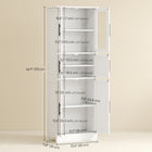 HOMCOM - Armoire de salle de bain 67 po haute avec six portes - blanc-Portes vitrées pour exposer la décoration, rendant le rangement élégant et visible 