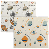 Qaba - Tapis de jeu pour bébé 77 po L x 69 po l - tapis de rampe extra large pliable double face, thème astronaute et planète-Tapis de jeu pour bébé à double face sur le thème des astronautes et des planètes, éveille la curiosité et l'apprentissage 