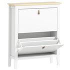 HOMCOM - Armoire à chaussures avec 2 tiroirs rabattables au design étroit - blanc-Deux tiroirs basculants peuvent contenir jusqu'à 10 à 14 paires de chaussures 