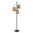 Monarch Specialties - 9651 73"H Lampadaire - Corde Naturelle, Métal Noir-Cette lampe sur pied de 73 po présente une élégante structure en métal noir associée à trois abat-jours en corde naturelle, créant un accent décoratif stylé qui illumine facilement votre salon, chambre ou bureau