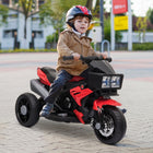 Aosom - moto électrique pour enfants 6v avec musique, jouet à conduire - rouge-Fonction musicale, appuyez sur le bouton pour jouer de la musique pure 