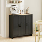 HOMCOM - Buffet moderne 35,4 po L avec rangement - noir-Portes de style shaker avec plateau naturel pour une décoration simple 