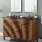 Modway - Cayman Bassin double 48" Lavabo de salle de bain in Noir-Trous de robinet centraux de 8 pouces