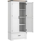HOMCOM - Armoire de rangement de cuisine 69 po haute avec étagères ajustables - blanc crème-L’armoire à étagères à 4 niveaux et le tiroir maximisent l’espace de rangement 