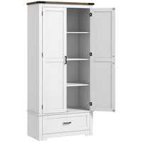 HOMCOM - Armoire de rangement de cuisine 69 po haute avec étagères ajustables - blanc crème-L’armoire à étagères à 4 niveaux et le tiroir maximisent l’espace de rangement 