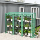 Outsunny - serre adossée mini avec étagères à 3 niveaux et 3 portes enroulables, blanc- Bâche en PE de 140g/m² protège les plantes des UV et prolonge leur durée de vie  
