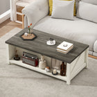 HOMCOM - Table basse style ferme avec étagère de rangement pour salon - blanc-Couleur : gris vieilli, blanc vieilli