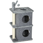 PawHut - Arbre à chat 31,5 po avec 2 condos - multi-niveaux pour chatons-Conception à plusieurs niveaux avec plates-formes et niches, idéale pour explorer et se reposer 