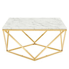 Modway - Vertex Métal d’or Acier inoxydable Table basse - Or Blanc-Table basse géométrique