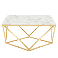 Modway - Vertex Métal d’or Acier inoxydable Table basse - Or Blanc-Table basse géométrique