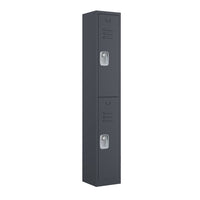 Ceha - Série RH, batterie simple, casier 2 niveaux avec aérations à persiennes - poignée encastrée, gris graphite-Construction en acier de qualité commerciale avec revêtement poudre