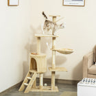 PawHut - Arbre à chat 53 po avec condo, grand centre d’activités pour chaton - beige-Centre d'activités polyvalent avec condo pour chat, perchoir, échelle, hamac pour un divertissement sans fin 