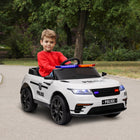 Qaba - Voiture de police électrique 12V pour enfants avec télécommande - blanc-Batterie 12V/7Ah offrant jusqu'à 60 minutes d'autonomie avec une charge complète 
