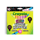 Crayola - Marqueurs lavables au néon - Paquet de 10-COULEURS DES MARQUEURS NÉON : Les couleurs des marqueurs incluent Lime électrique, Bleu ciel, Céruléen, Tangerine atomique, Citron laser, Carotte néon, Cerise, Vert criard, Violet époustouflant et Rose ahurissant.