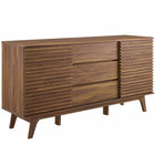 Modway - Render Table buffet de buffet de 63 po ou Meuble TV, Noyer-Présentoir buffet de buffet du milieu du siècle