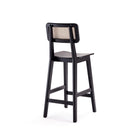 Manhattan Comfort - Versailles tabouret de comptoir style industriel 15,75" - noir et cannage naturel-Comprend un repose-pieds en bois de frêne