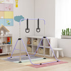 Qaba - Barre de gymnastique horizontale pliable pour enfants - Violet-Quatre anneaux de sol antidérapants en caoutchouc et deux bases rondes empêchent les mouvements et renforcent la sécurité 
