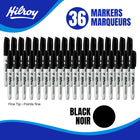 Hilroy - Marqueurs permanents, marqueur permanent, faible odeur, pointe fine, noir, paquet de 36-Haute qualité :Encre vive et durable à séchage rapide, imperméable, résistante aux bavures et à la décoloration. La pointe durable conserve sa forme et résiste à l'usure, garantissant des performances constantes dans le temps