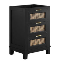 Modway - Dixie 24" Solide Armoire de toilette de salle de bain (lavabo non inclus) - Noir-Bois d’acajou massif