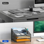 ShoppingAll - Organisateur de bureau avec plateau à papier à 3 niveaux et 2 sections verticales-Taille compacte qui s’adapte à la plupart des bureaux (env. 12,25 po L × 11,5 po P × 9,5 po H), libère la surface de travail et réduit l’encombrement