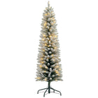 HOMCOM - Arbre de Noël artificiel floqué enneigé de 6 pieds avec lumières-Les branches floquées de neige imitent une scène hivernale fraîche et enneigée 