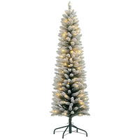HOMCOM - Arbre de Noël artificiel floqué enneigé de 6 pieds avec lumières-Les branches floquées de neige imitent une scène hivernale fraîche et enneigée 