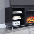Manhattan Comfort - Ensemble de 2 cheminées modernes Brighton 60 po - Noir et Onyx-Comprend 2 longues ouvertures pour la gestion des câbles et des fils